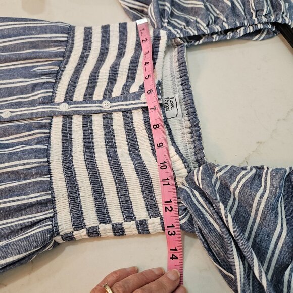 NWOT Emerson Fry Love, Tomas Santiago Maxi Dress Sz Medium L Blue Striped Boho - Picture 8 of 10